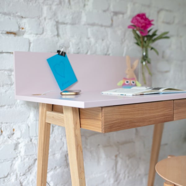 Šedý psací stůl s podnožím z jasanového dřeva Ragaba Luka, délka 85 cm-image-2