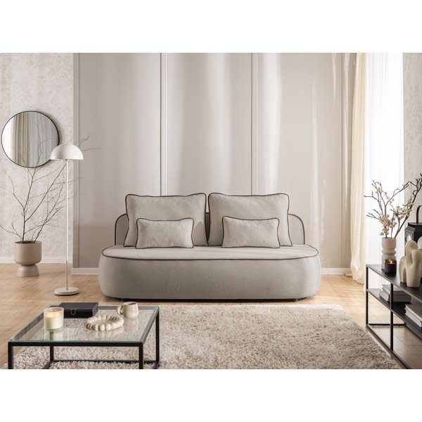 Hnědá/taupe sametová rozkládací/s úložným prostorem pohovka 210 cm Saga – Ropez-image-1