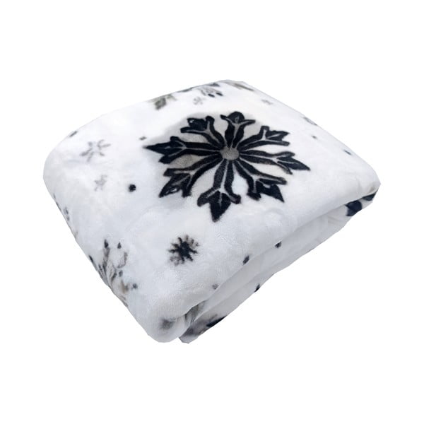 Bílá deka s vánočním motivem z mikroplyše 150x200 cm Nord Flake – My House-image-1