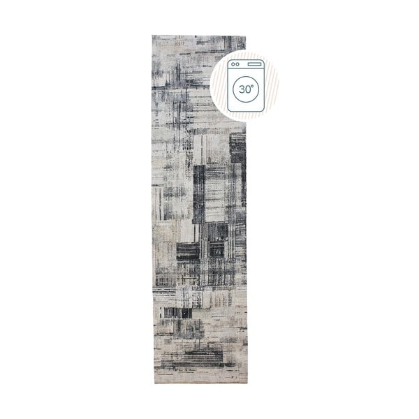 Šedý pratelný běhoun 60x230 cm Silas Abstract – Flair Rugs