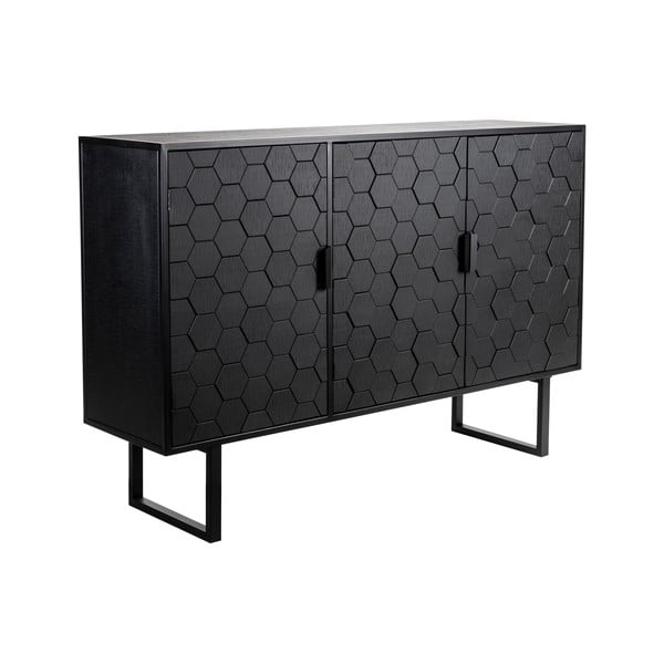 Černá nízká komoda z borovicového dřeva 135x90 cm Linc – White Label-image-2