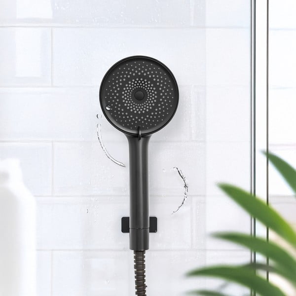 Matně černá plastová sprchová hlavice ø 12 cm Softwater – Wenko-image-1