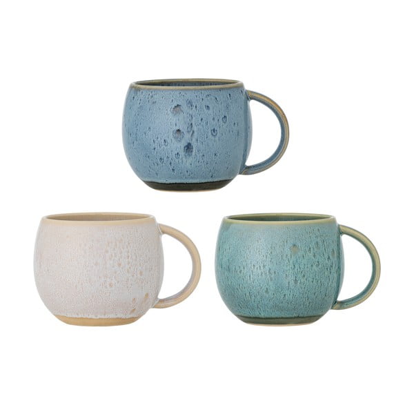 Modré/krémové hrnky v sadě 3 ks z kameniny 420 ml Harriet – Bloomingville