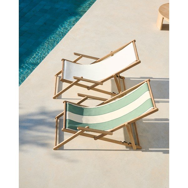 Zelené dřevěné zahradní lehátko Vilara – Kave Home-image-2