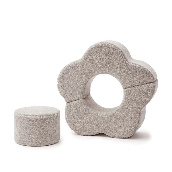 Světle šedé pěnové hřiště 3 ks z materiálu bouclé výška 27 cm 88x90 cm – Meowbaby
