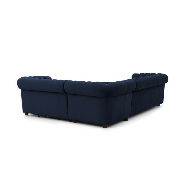 Modrá sametová rozkládací rohová pohovka (pravý roh/do L) York Blik – Ropez-image-3