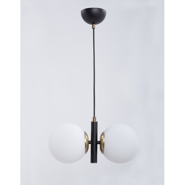 Černo-bílé závěsné svítidlo se skleněným stínidlem Monera – Squid Lighting