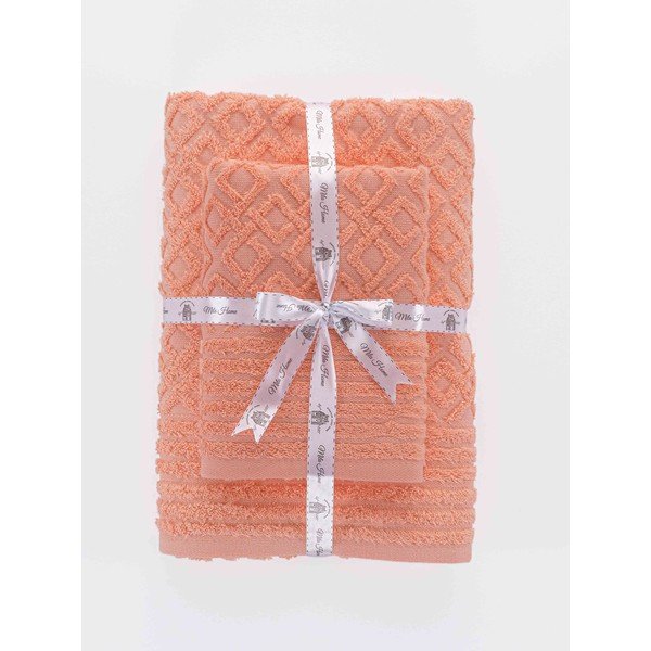 Oranžové froté bavlněné ručníky a osušky v sadě 2 ks Diamond – Mila Home-image-3
