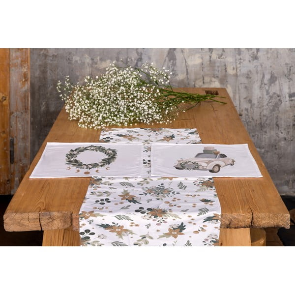Bavlněný běhoun na stůl s vánočním motivem 40x140 cm Festive Flowers – Butter Kings-image-1