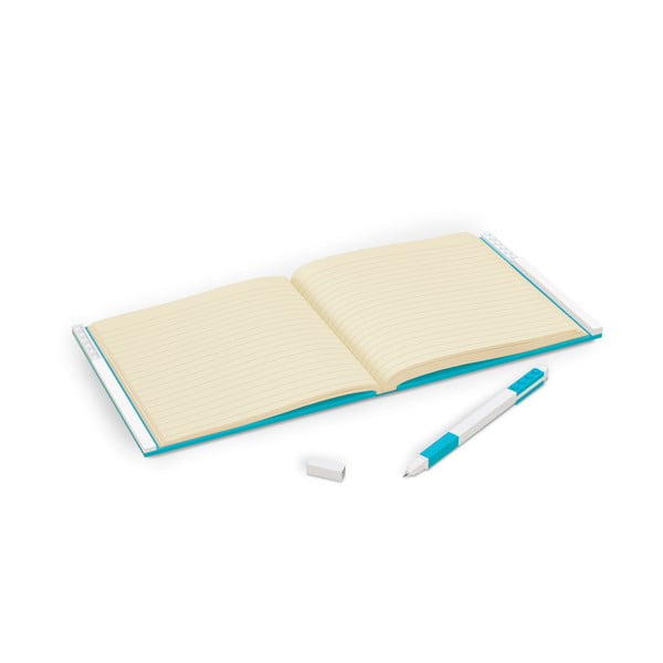 Tyrkysový čtvercový zápisník s gelovým perem LEGO®, 15,9 x 15,9 cm-image-1