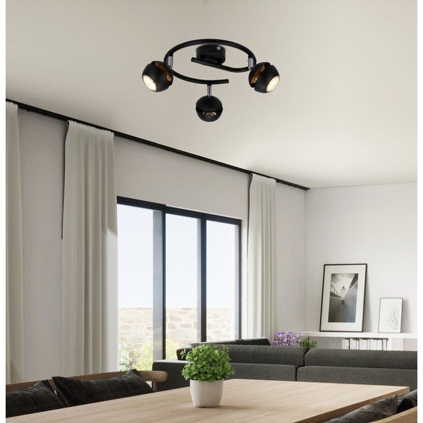 Stropní svítidlo s kovovým stínidlem v černo-zlaté barvě 38x38 cm Boni – Candellux Lighting-image-1