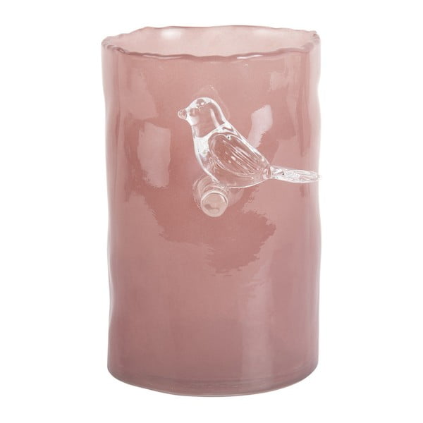 Růžová skleněná váza (výška 15 cm) Bird On Branch – PT LIVING