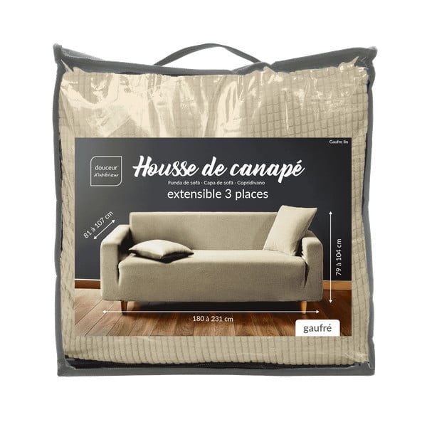 Hnědý 3místný napínací potah na pohovku Sacha – douceur d'intérieur-image-3