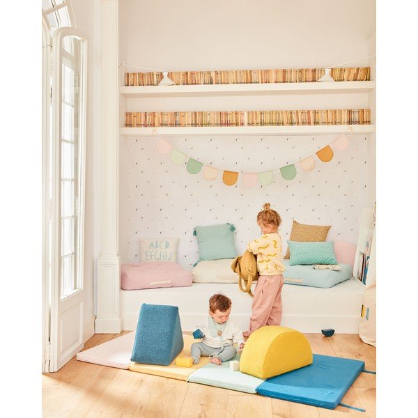 Modrý vlněný dětský puf Jalila – Kave Home-image-1