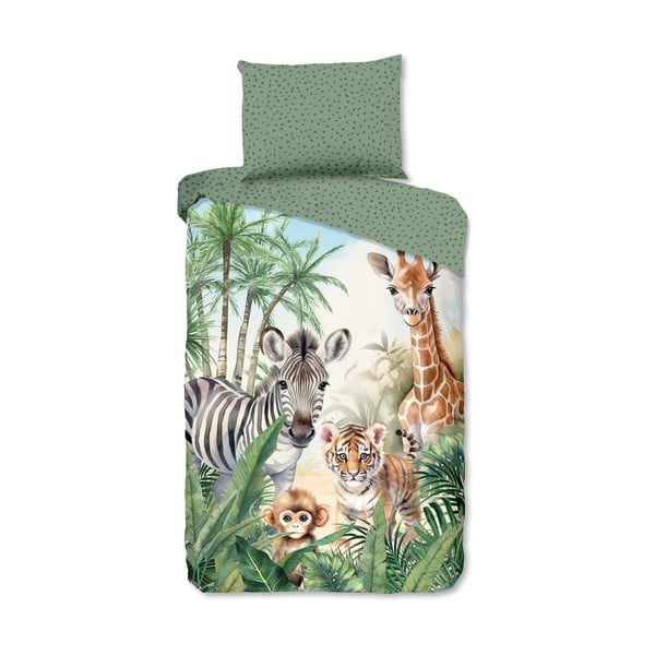 Zelené bavlněné dětské povlečení na jednolůžko 140x200 cm Thabo – Good Morning