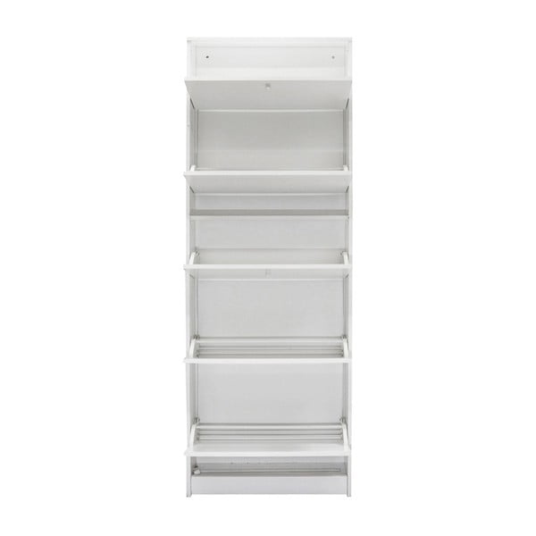 Bílý dřevěný botník s 5 vyklápěcími policemi Evergreen House Issa-image-4