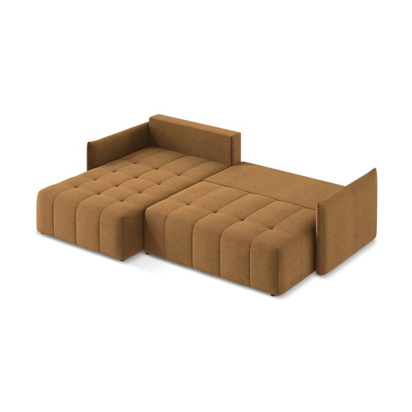 Rozkládací/s úložným prostorem rohová pohovka v terakotové barvě (levý roh/s lenoškou) Moku – Makamii-image-4