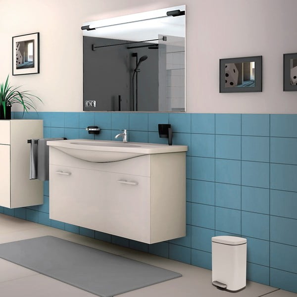 Matně bílý nášlapný ocelový odpadkový koš 5 l   Akira – Spirella-image-1