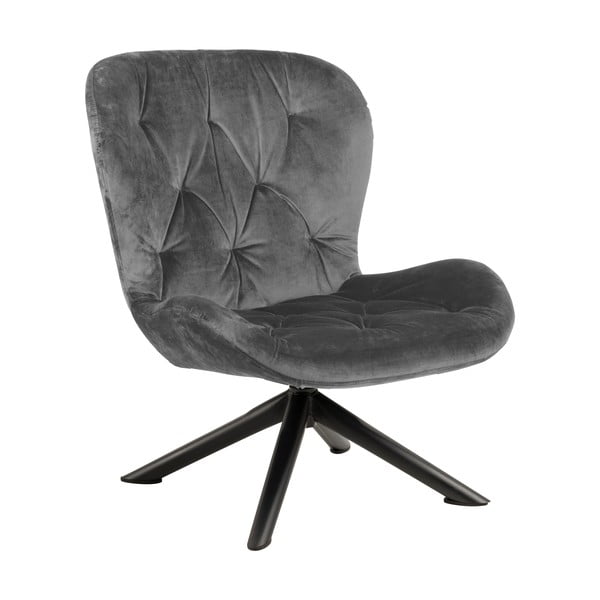 Šedé sametové křeslo Actona Batilda