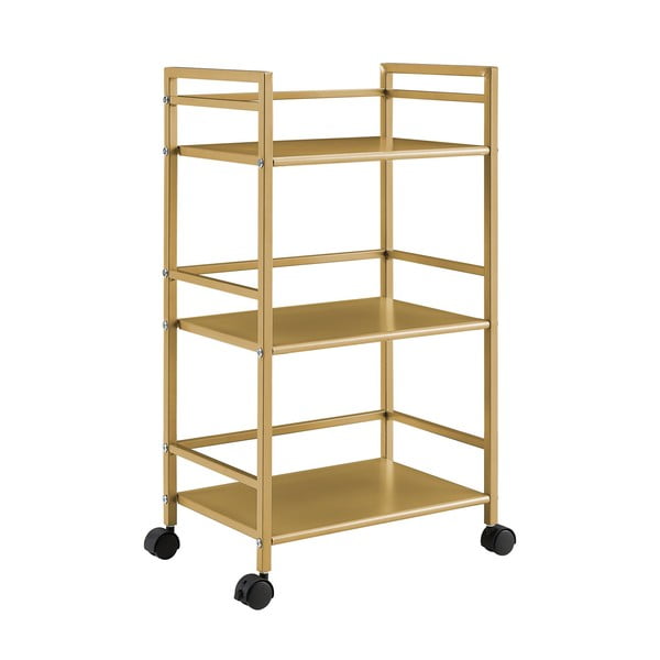 Kovový servírovací stolek na kolečkách ve zlaté barvě 29x43 cm Helix - Novogratz-image-3