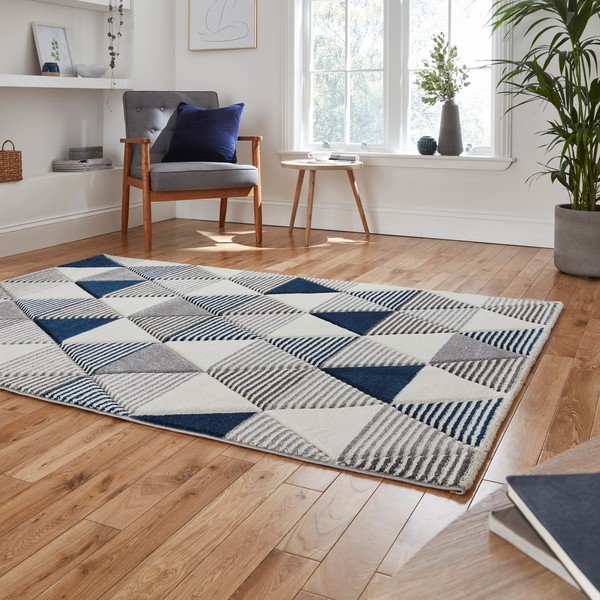 Modro-šedý koberec Think Rugs Brooklyn Geo, 120 x 170 cm-image-2