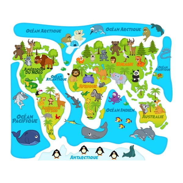 Nástěnná samolepka Ambiance Colored Baby World Map