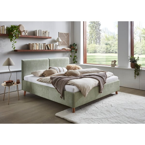 Světle zelená čalouněná dvoulůžková postel s roštem 180x200 cm Piano – Meise Möbel-image-1