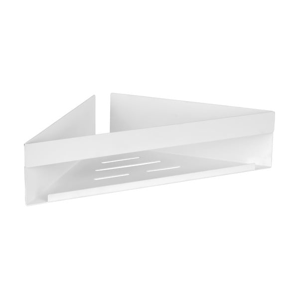 Matně bílá koupelnová polička bez vrtání/rohová Turbo-loc z nerezové oceli Genova – Wenko-image-2