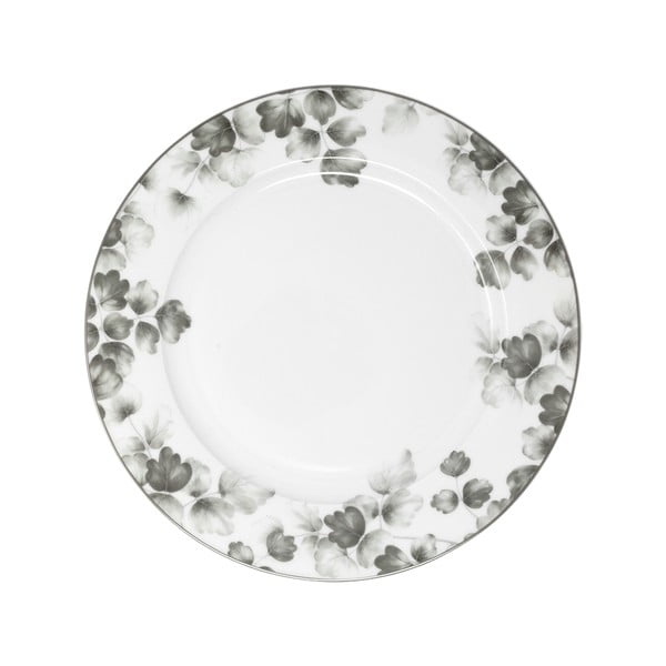 Porcelánové talíře v bílé a světle šedé barvě v sadě 6 ks ø 26 cm Foliage gray – Villa Altachiara