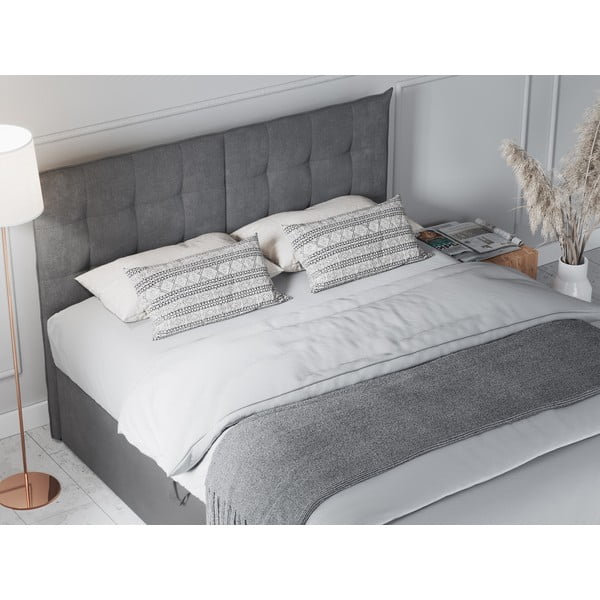 Šedá boxspring postel s úložným prostorem 200x200 cm Echaveria – Mazzini Beds-image-1