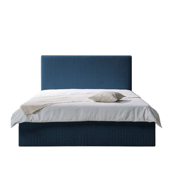 Modrá čalouněná dvoulůžková postel s úložným prostorem s roštem 160x200 cm Adele – Bobochic Paris