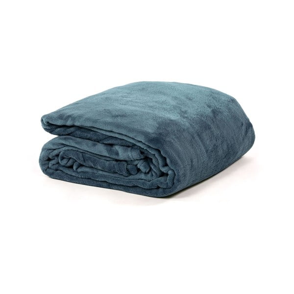 Modrý přehoz z mikroplyše na dvoulůžko 220x240 cm Cosy – Tiseco Home Studio