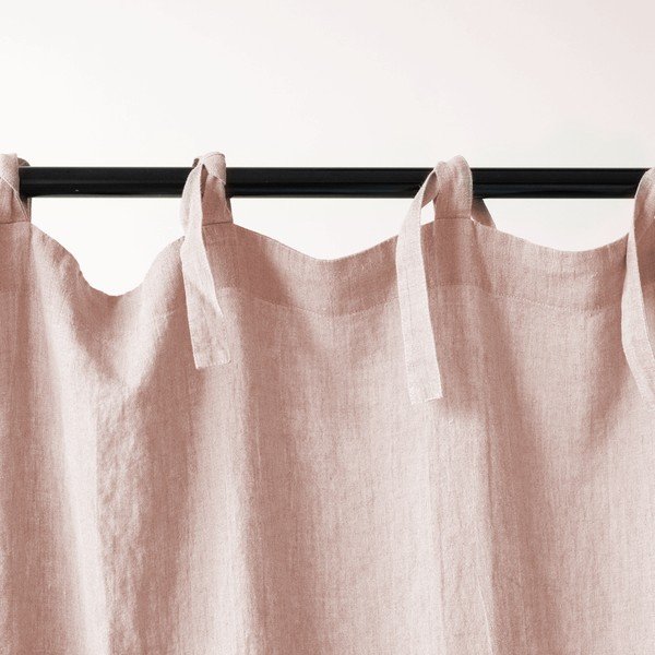 Růžový lněný závěs s poutky Linen Tales Night Time, 250 x 140 cm-image-1