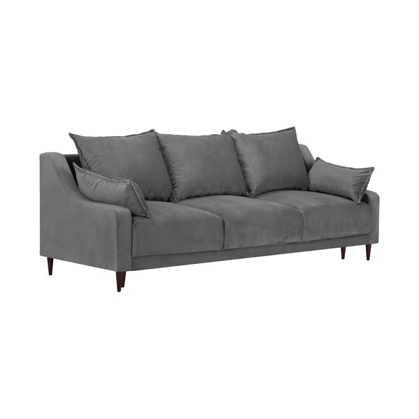 Šedá sametová rozkládací pohovka s úložným prostorem Mazzini Sofas Freesia, 215 cm-image-2