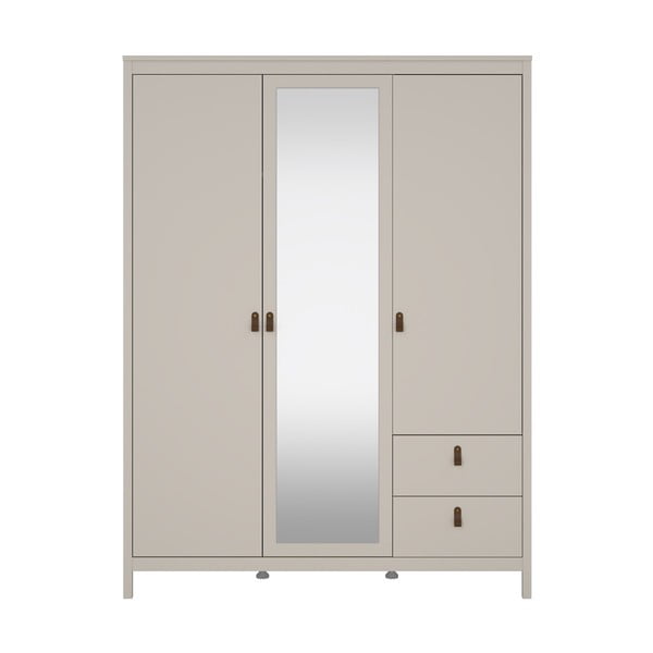 Šedobéžová šatní skříň se zrcadlem 150x199x58 cm Madrid – Tvilum