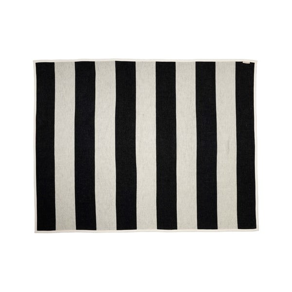 Černo-bílá deka s příměsí vlny 140x180 cm Bob Black Vanilla – Pappelina
