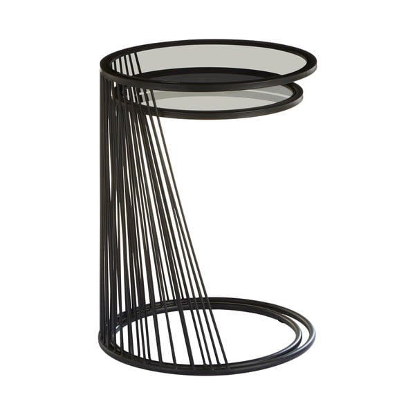 Kulaté odkládací stolky se skleněnou deskou v sadě 2 ks Trento – Premier Housewares-image-1