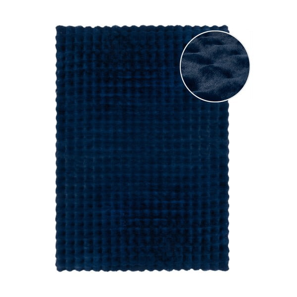 Tmavě modrá syntetická kožešina 160x230 cm Waffle Faux Fur – Flair Rugs