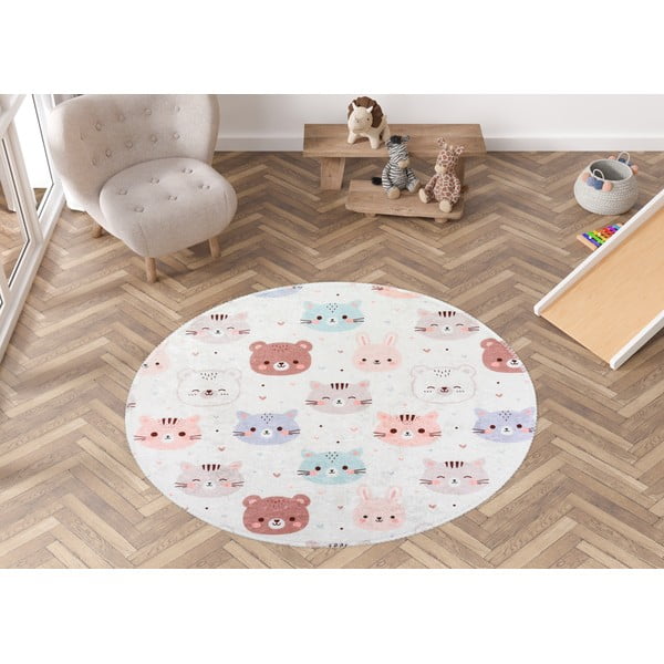 Slonovinový pratelný dětský koberec ø120 cm Cute Animals – Vitaus-image-1