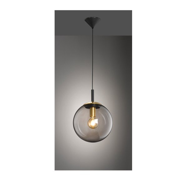 Černé závěsné svítidlo se skleněným stínidlem Dini – Fischer & Honsel-image-1