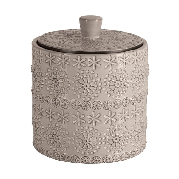 Béžový porcelánový koupelnový organizér na vatové tampony Relief – Spirella