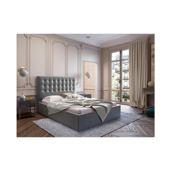 Šedé čelo postele se sametovým potahem Windsor & Co Sofas Athena, 140 x 120 cm-image-3