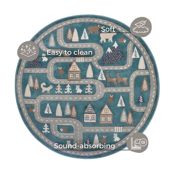 Dětský koberec v petrolejové barvě ø 140 cm Streets – Hanse Home-image-4