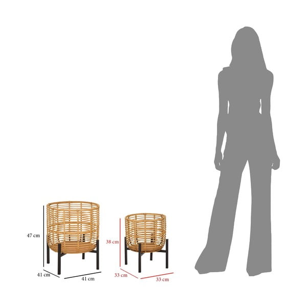 Sada 2 ratanových stojanů na květináč Mauro Ferretti, výška 47 cm-image-2