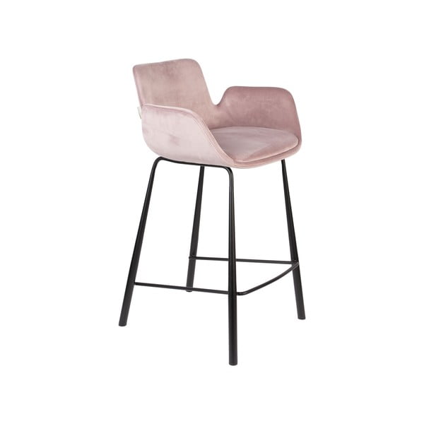 Světle růžové sametové barové židle v sadě 2 ks 91,5 cm Brit – Zuiver