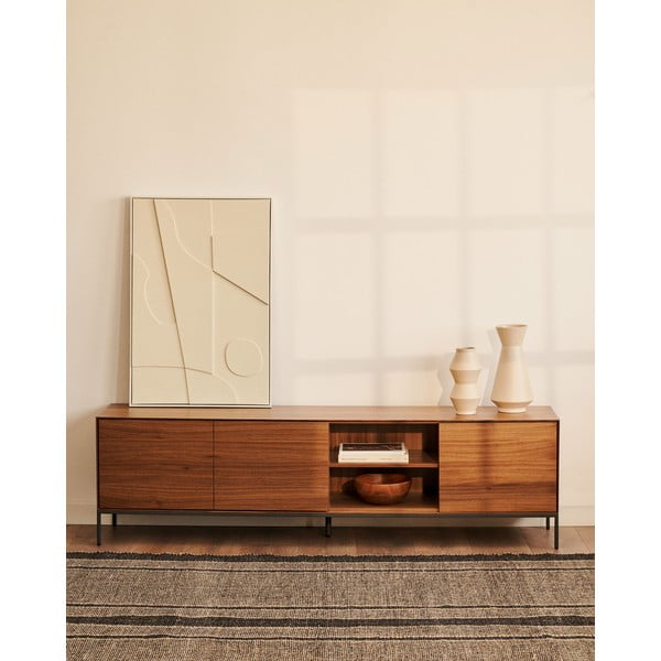 TV stolek v dekoru ořechu v přírodní barvě 195x55 cm Vedrana – Kave Home-image-3