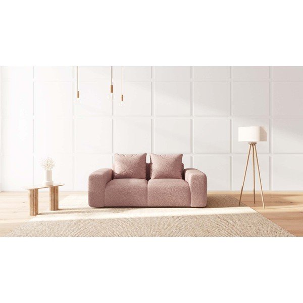 Světle růžová pohovka z textilie bouclé 212 cm Feiro – MESONICA-image-3