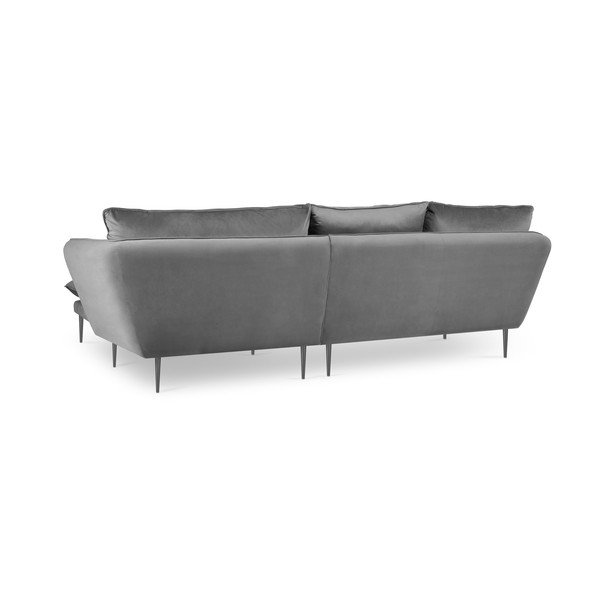 Světle šedá sametová rohová pohovka Mazzini Sofas Acacia, pravý roh-image-4