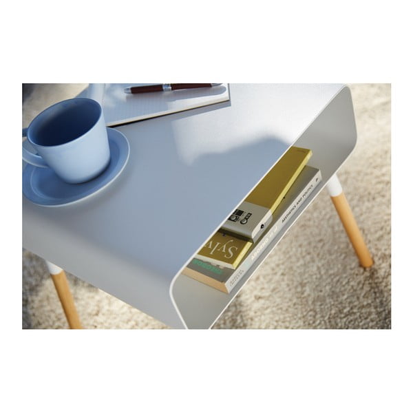 Bílý odkládací stolek YAMAZAKI Plain, výška 35 cm-image-2