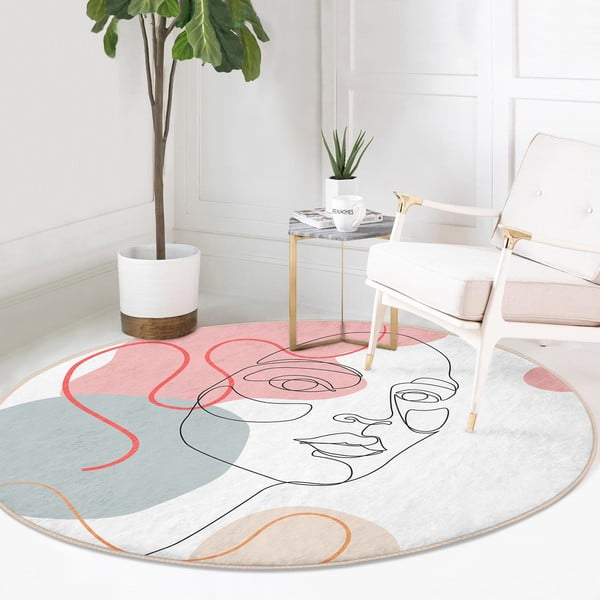 Bílý pratelný kulatý koberec vhodný pro robotické vysavače ø 120 cm Comfort – Mila Home-image-2